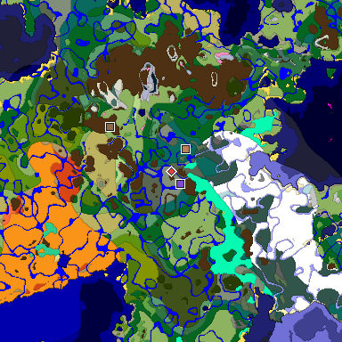Predicted biome map of Java 1.20 seed -1257501937637365790 around estimated spawn