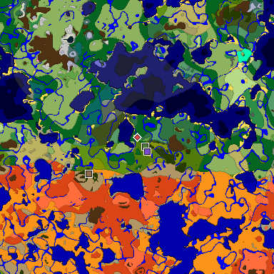 Predicted biome map of Java 1.20 seed -5919426000590879650 around estimated spawn