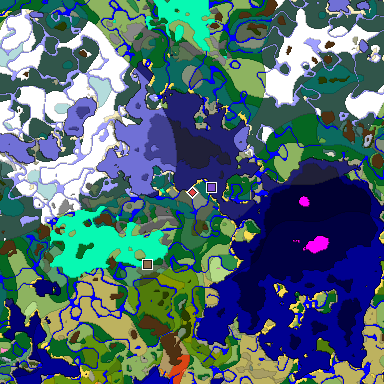 Predicted biome map of Java 1.20 seed 7961392300495741917 around estimated spawn