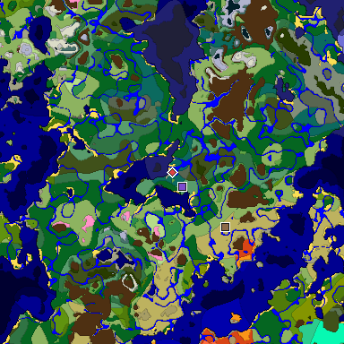 Predicted biome map of Java 1.20 seed 5946170075452503895 around estimated spawn