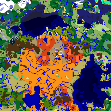 Predicted biome map of Java 1.20 seed -223328206688888875 around estimated spawn