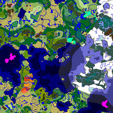 Predicted biome map of Java 1.20 seed -1739854574735317502 around estimated spawn