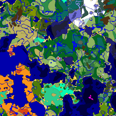 Predicted biome map of Java 1.20 seed 1670340579967516169 around estimated spawn