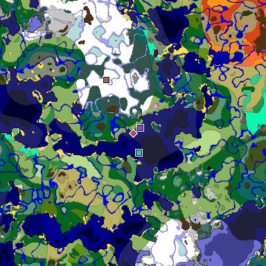 Predicted biome map of Java 1.20 seed 3614585478947810720 around estimated spawn