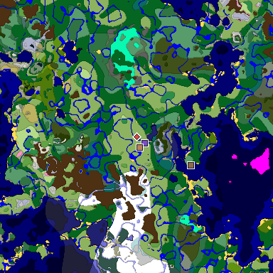 Predicted biome map of Java 1.20 seed -8144525474276399625 around estimated spawn