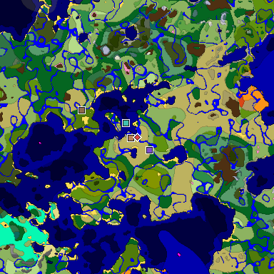 Predicted biome map of Java 1.20 seed 1807415934361194886 around estimated spawn