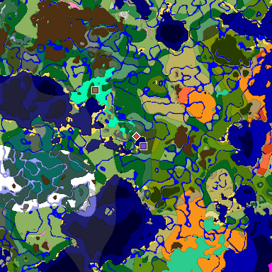 Predicted biome map of Java 1.20 seed -4692565529616741971 around estimated spawn