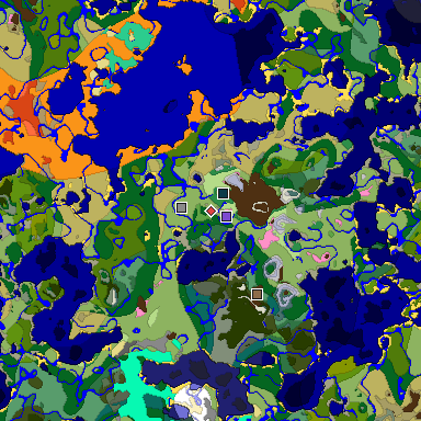 Predicted biome map of Java 1.20 seed -6291983591970573053 around estimated spawn