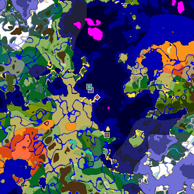Predicted biome map of Java 1.20 seed -6148379998887087994 around estimated spawn