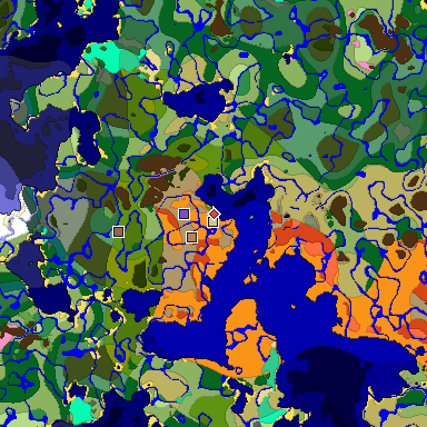 Predicted biome map of Java 1.20 seed 4814821422336742243 around estimated spawn