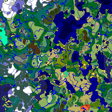 Predicted biome map of Java 1.20 seed 2303641313489435873 around estimated spawn