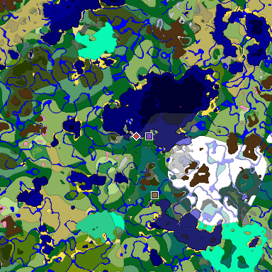 Predicted biome map of Java 1.20 seed 1896318380962722891 around estimated spawn