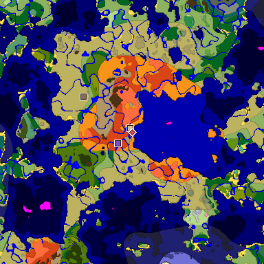 Predicted biome map of Java 1.20 seed 5598417888130254078 around estimated spawn