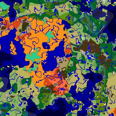 Predicted biome map of Java 1.20 seed 6195474579929424402 around estimated spawn