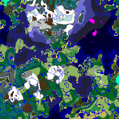 Predicted biome map of Java 1.20 seed 2937017719692630856 around estimated spawn