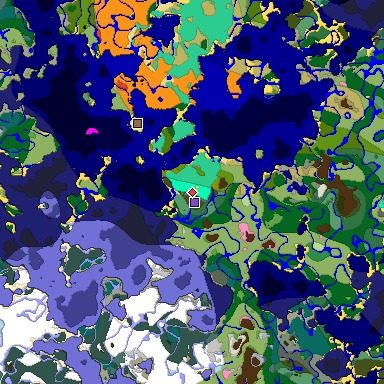 Predicted biome map of Java 1.20 seed 2798408859452723629 around estimated spawn
