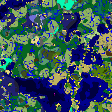 Predicted biome map of Java 1.20 seed -6974884312194214731 around estimated spawn