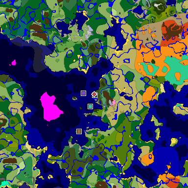 Predicted biome map of Java 1.20 seed 814997705854994976 around estimated spawn