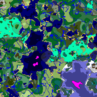 Predicted biome map of Java 1.20 seed 564469637481274482 around estimated spawn