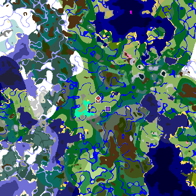 Map of Minecraft seed 4659817460129287610 around spawn