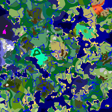 Map of Minecraft seed 397778226691567517 around spawn