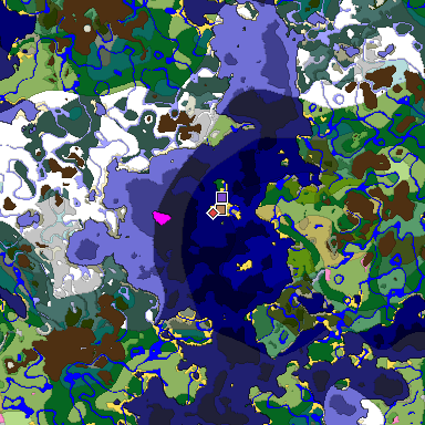 Predicted biome map of Java 1.20 seed -5141726132395493968 around estimated spawn