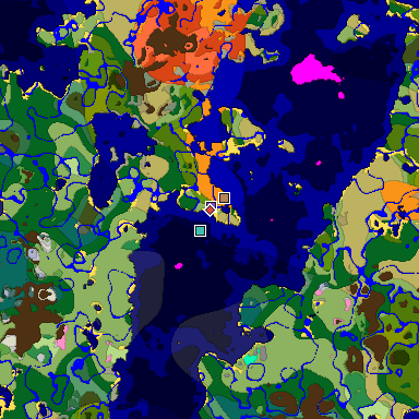 Predicted biome map of Java 1.20 seed 8378617619629293921 around estimated spawn