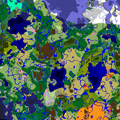 Predicted biome map of Java 1.20 seed -7568395072916971032 around estimated spawn