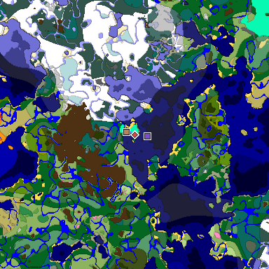 Predicted biome map of Java 1.20 seed -2493948438430229047 around estimated spawn