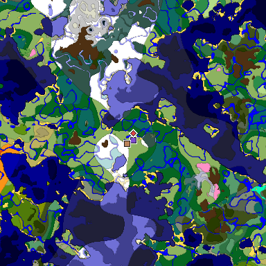 Predicted biome map of Java 1.20 seed 3148706055315238109 around estimated spawn