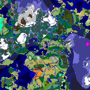 Predicted biome map of Java 1.20 seed 51661172177704572 around estimated spawn