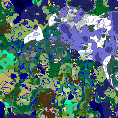 Predicted biome map of Java 1.20 seed 3660108603817237200 around estimated spawn