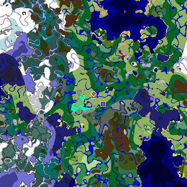 Predicted biome map of Java 1.20 seed 4659817460129287610 around estimated spawn