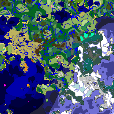 Predicted biome map of Java 1.20 seed 2109947735381349346 around estimated spawn