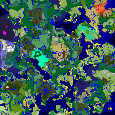 Predicted biome map of Java 1.20 seed 397778226691567517 around estimated spawn