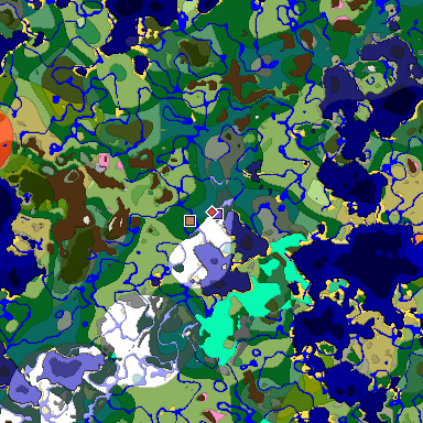 Predicted biome map of Java 1.20 seed -8861665059418594633 around estimated spawn