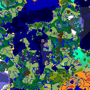 Predicted biome map of Java 1.20 seed -1296082057964119678 around estimated spawn