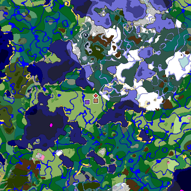 Predicted biome map of Java 1.20 seed 5221716150270836539 around estimated spawn