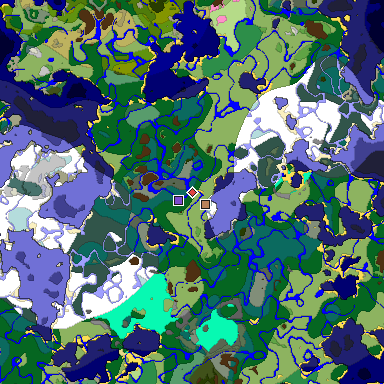 Predicted biome map of Java 1.20 seed -2045824716270494159 around estimated spawn