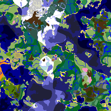 Map of Minecraft seed 3148706055315238109 around spawn
