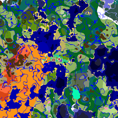Map of Minecraft seed -3663231438815439349 around spawn