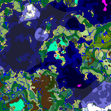 Predicted biome map of Java 1.20 seed 3715369349705299849 around estimated spawn
