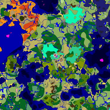 Predicted biome map of Java 1.20 seed 2695055346517532759 around estimated spawn