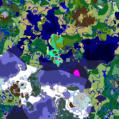 Predicted biome map of Java 1.20 seed 2378231919508007875 around estimated spawn