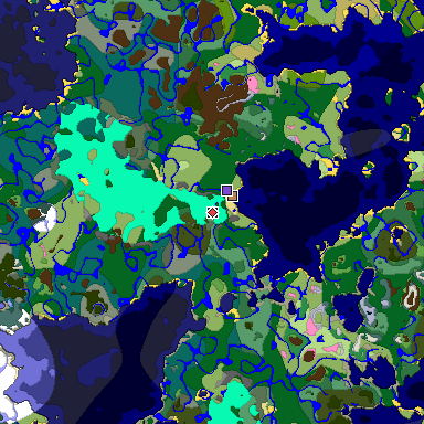 Predicted biome map of Java 1.20 seed 3513467580467267742 around estimated spawn
