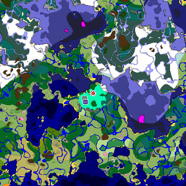 Predicted biome map of Java 1.20 seed 5439679371178109856 around estimated spawn