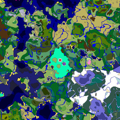 Predicted biome map of Java 1.20 seed 2285193164843217640 around estimated spawn