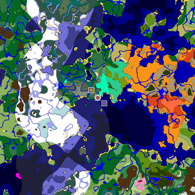 Predicted biome map of Java 1.20 seed 2994686406823829609 around estimated spawn