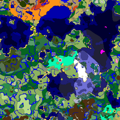 Predicted biome map of Java 1.20 seed 4724823557468293917 around estimated spawn