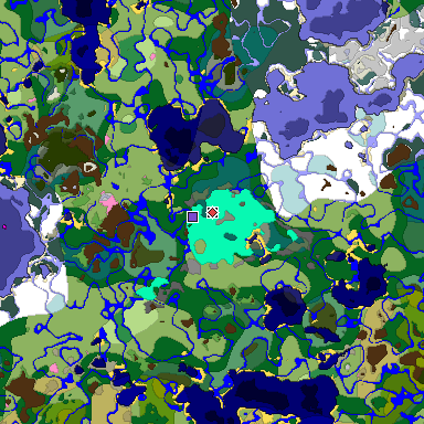 Predicted biome map of Java 1.20 seed -941502907877785901 around estimated spawn